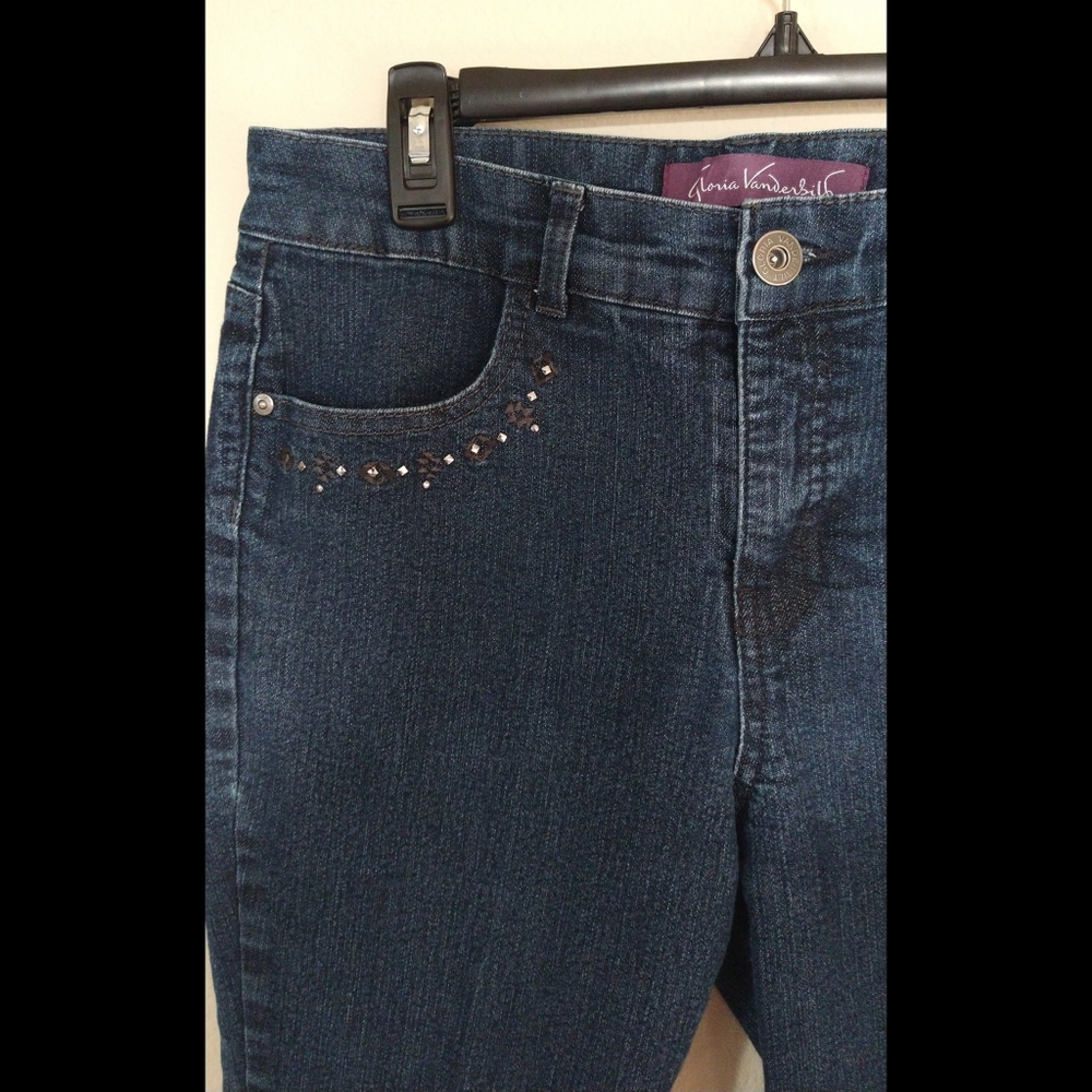 Gloria Vanderbilt Brianna Capri jeans for women 12p studded embellished - Picture 2 of 7